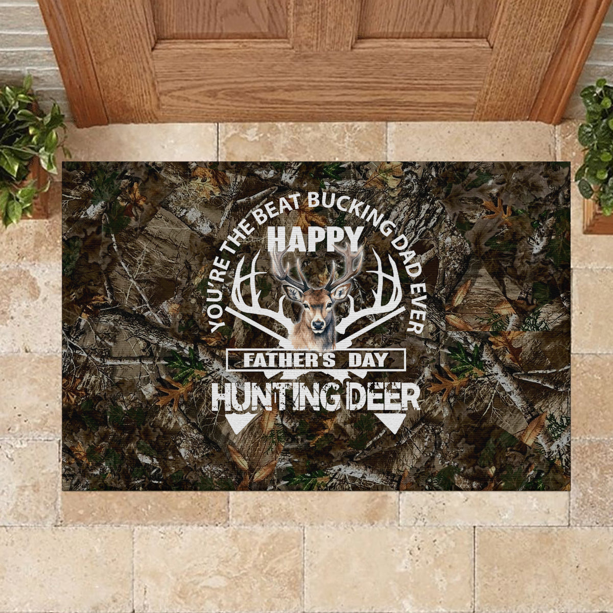 Happy Father's Day Deer Hunting Rubber Doormat Dad I Love You - Wonder Print Shop