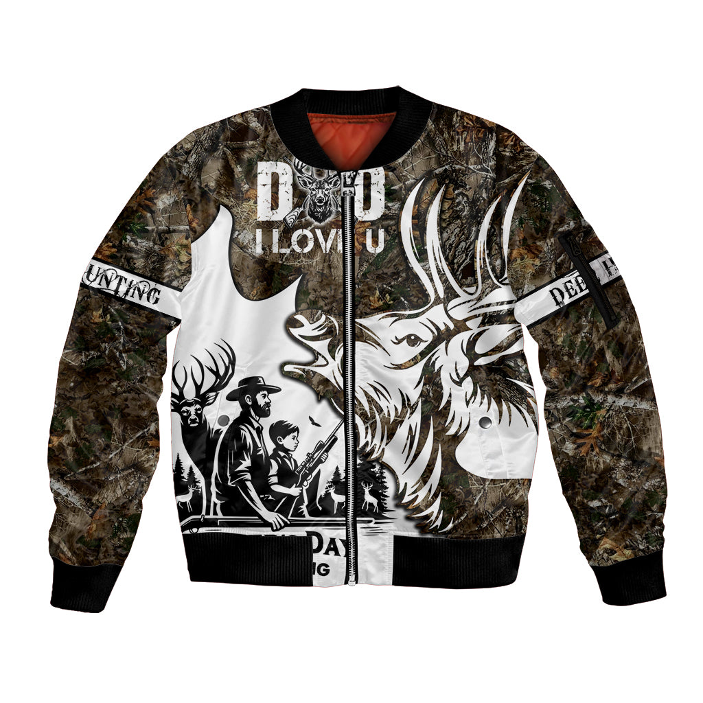 Happy Father's Day Deer Hunting Sleeve Zip Bomber Jacket Dad I Love You - Wonder Print Shop