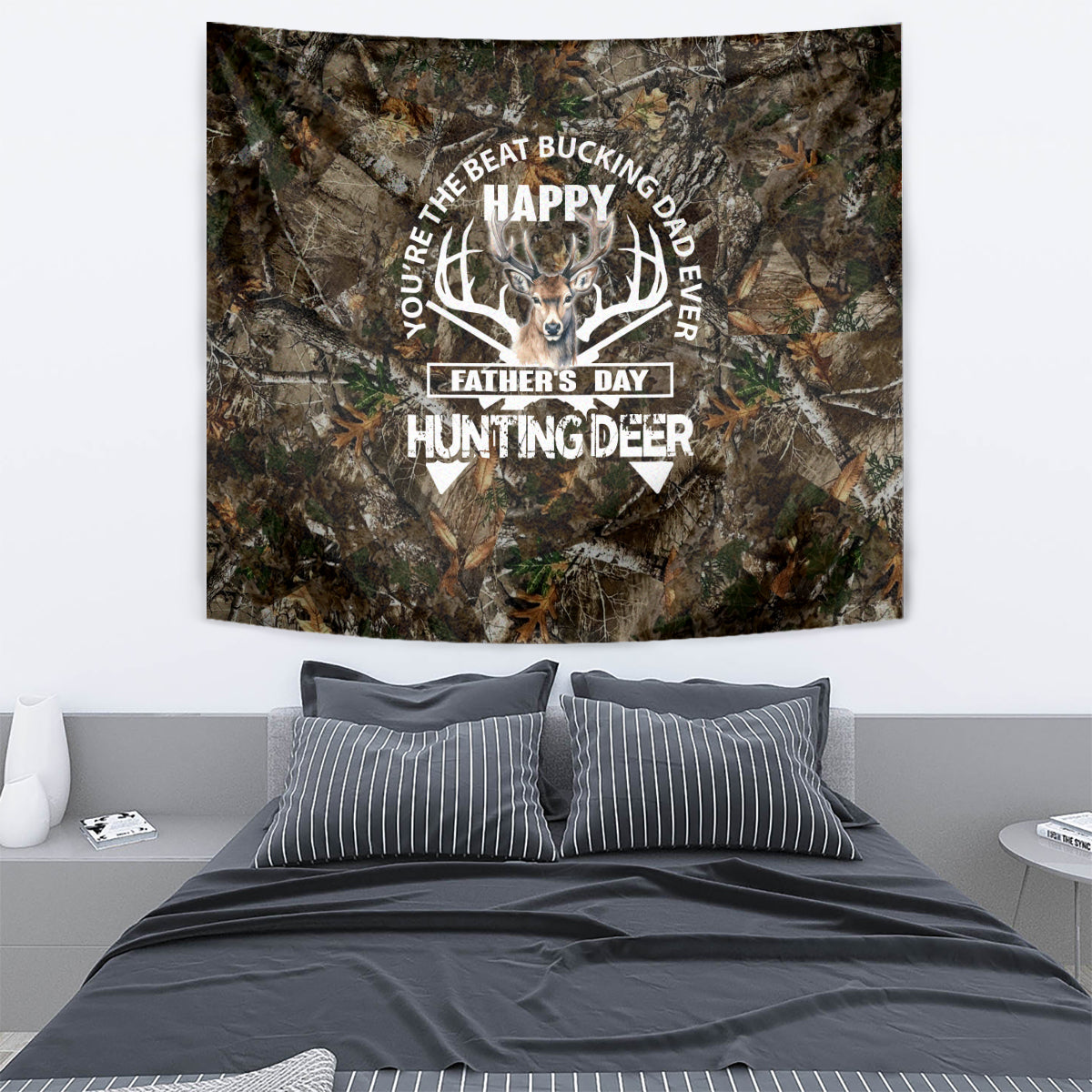 Happy Father's Day Deer Hunting Tapestry Dad I Love You - Wonder Print Shop