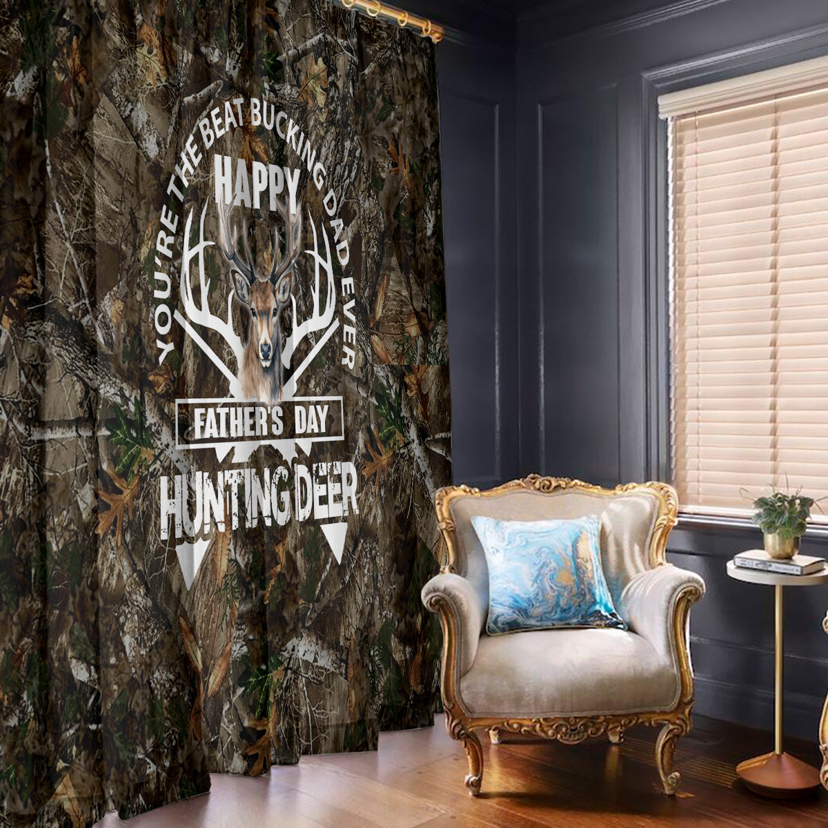 Happy Father's Day Deer Hunting Window Curtain Dad I Love You - Wonder Print Shop
