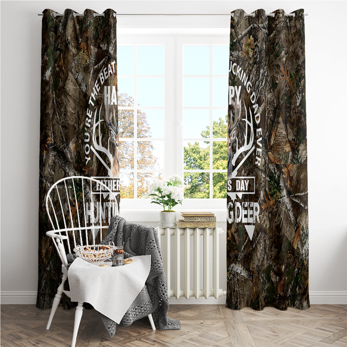 Happy Father's Day Deer Hunting Window Curtain Dad I Love You - Wonder Print Shop