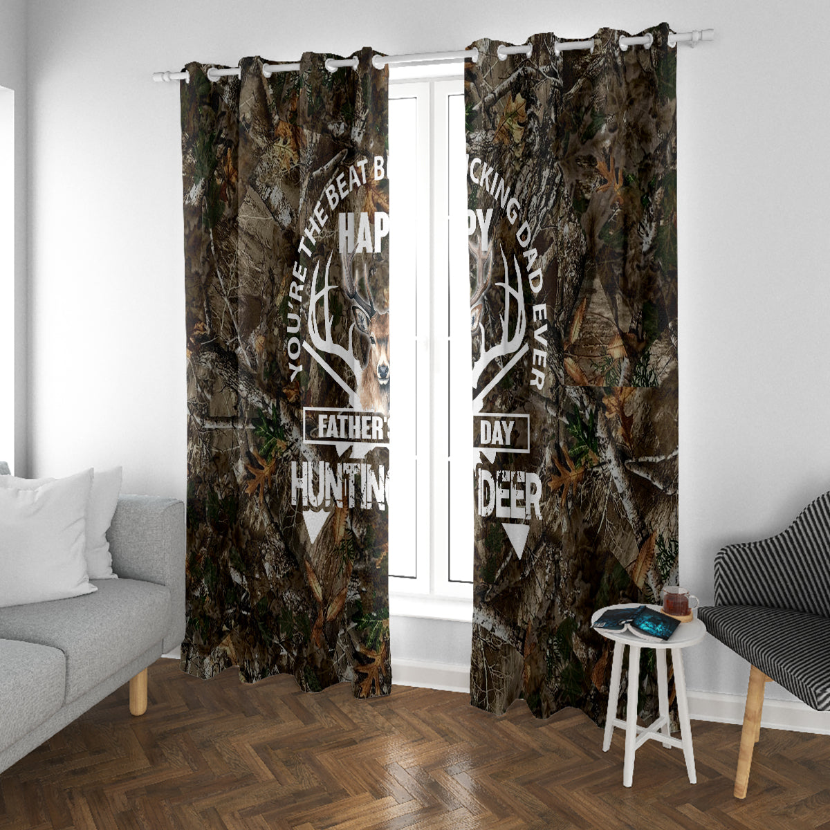 Happy Father's Day Deer Hunting Window Curtain Dad I Love You - Wonder Print Shop
