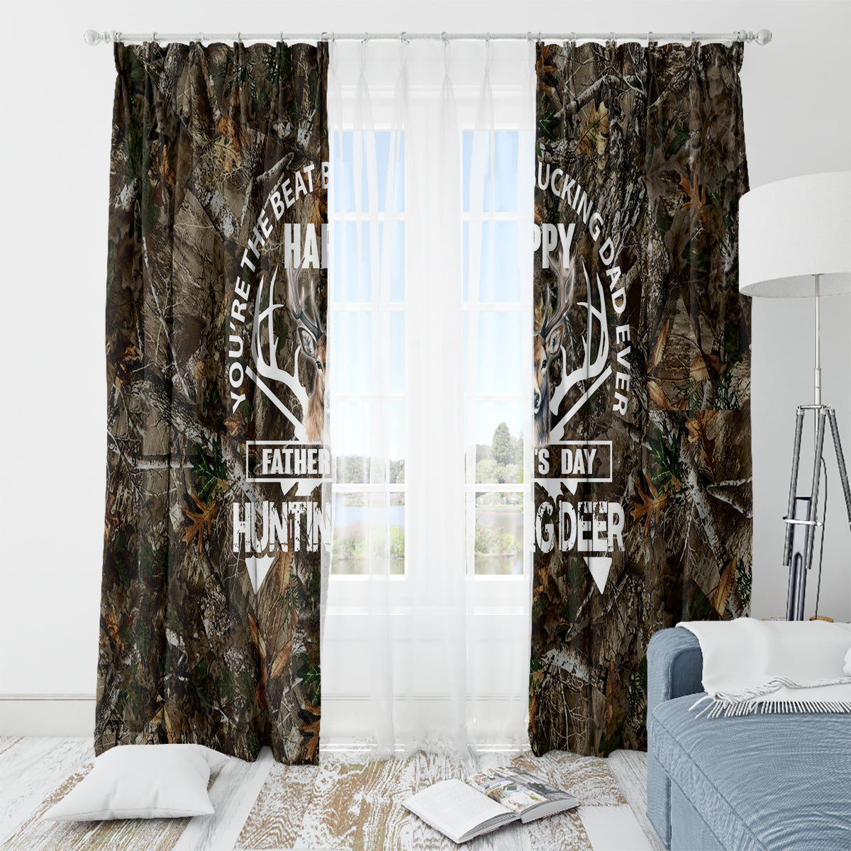 Happy Father's Day Deer Hunting Window Curtain Dad I Love You - Wonder Print Shop
