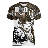 Happy Father's Day Deer Hunting Women V-Neck T-Shirt Dad I Love You - Wonder Print Shop
