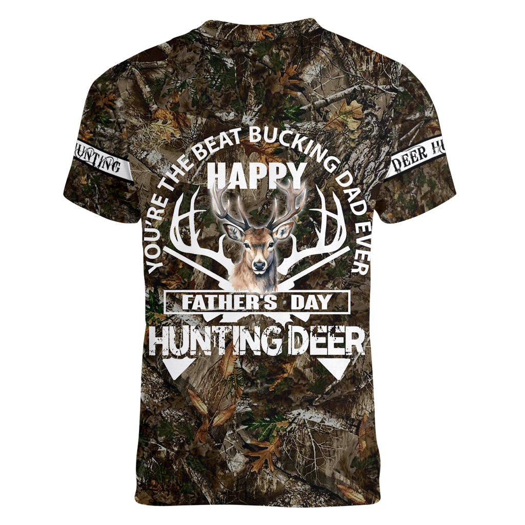 Happy Father's Day Deer Hunting Women V-Neck T-Shirt Dad I Love You - Wonder Print Shop