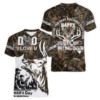 Happy Father's Day Deer Hunting Women V-Neck T-Shirt Dad I Love You - Wonder Print Shop