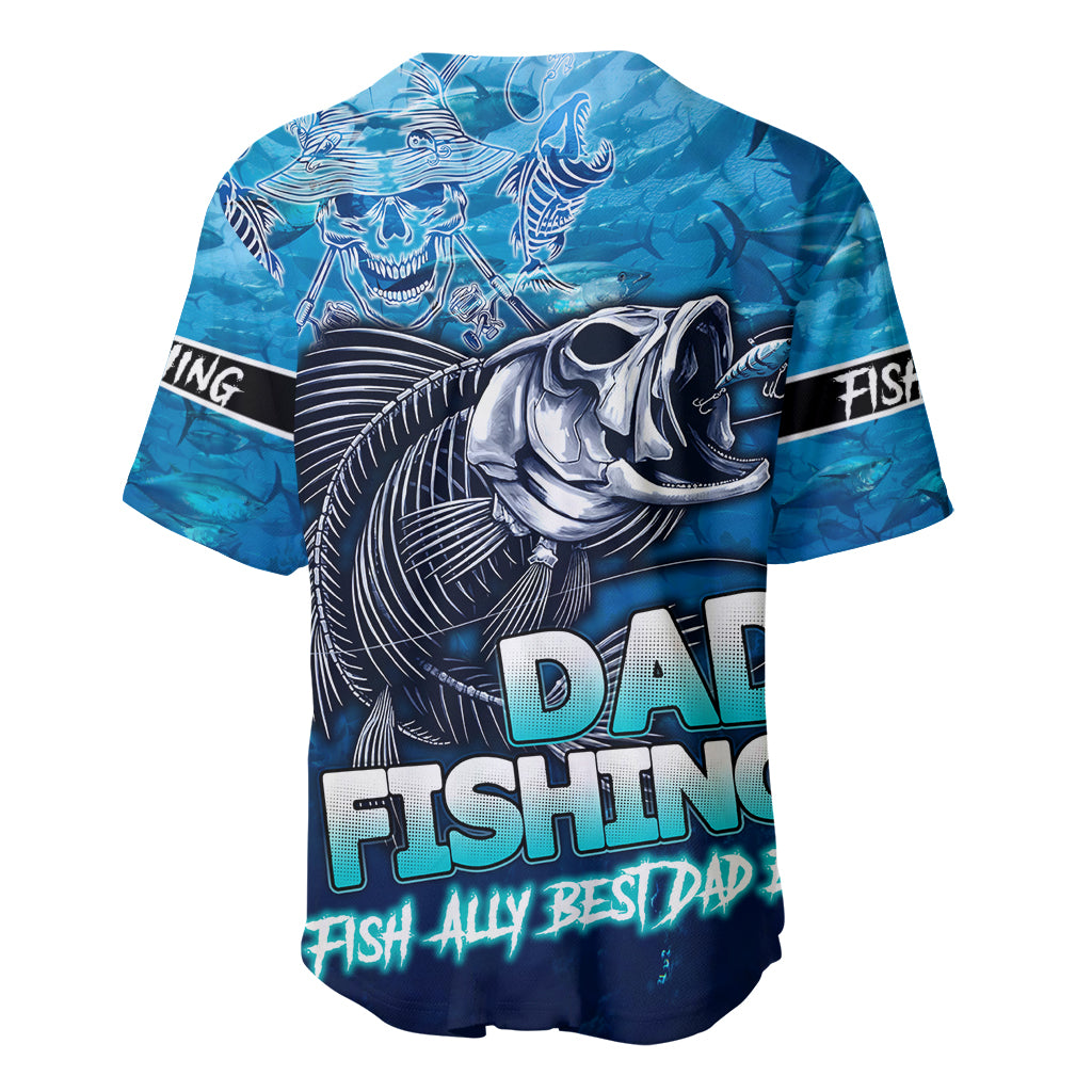 Personalized Father's Day Dad Fishing Skull Fisherman Baseball Jersey O Fish Ally Best Dad Ever - Wonder Print Shop