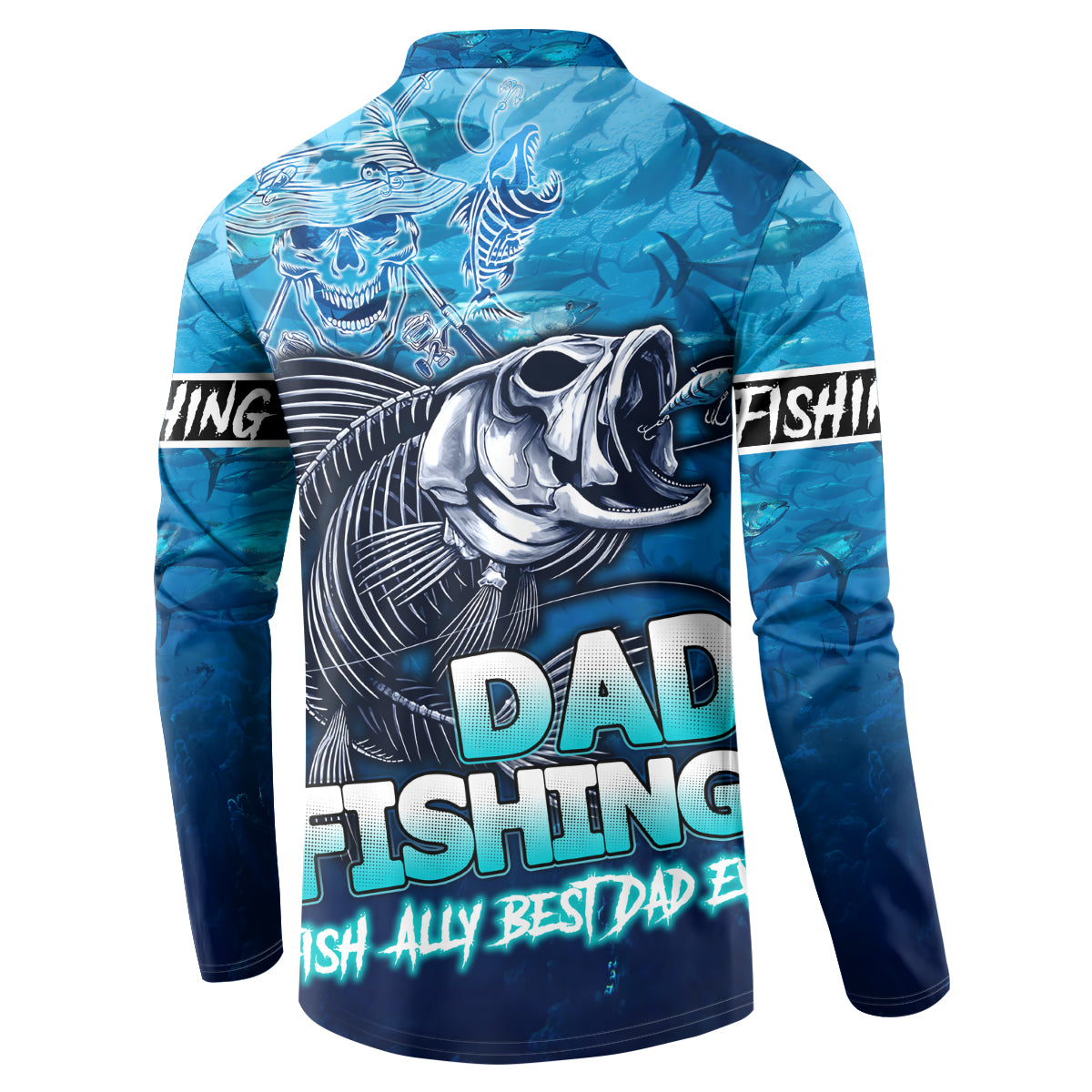 Personalized Father's Day Dad Fishing Skull Fisherman Button Sweatshirt O Fish Ally Best Dad Ever - Wonder Print Shop