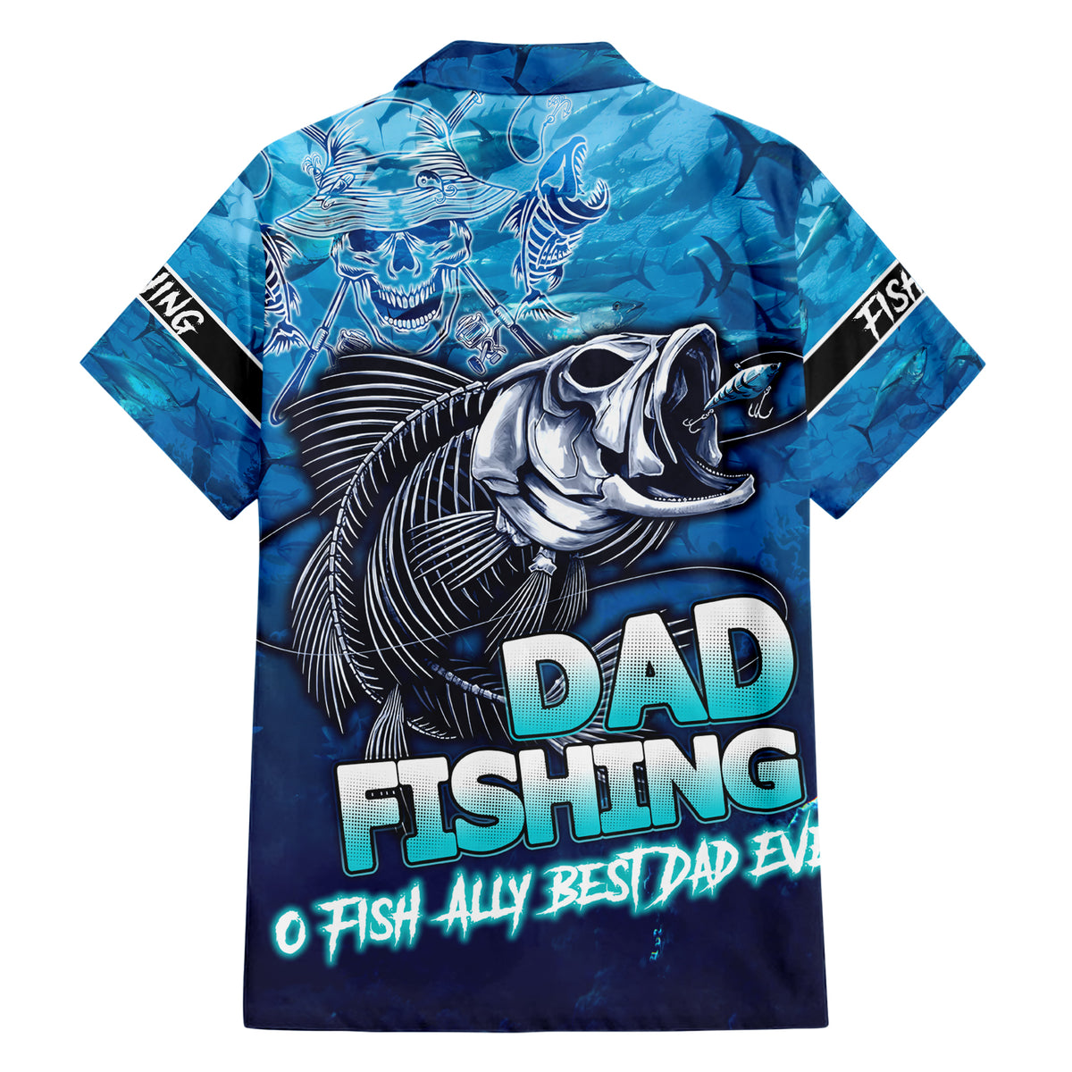 Personalized Father's Day Dad Fishing Skull Fisherman Hawaiian Shirt O Fish Ally Best Dad Ever - Wonder Print Shop