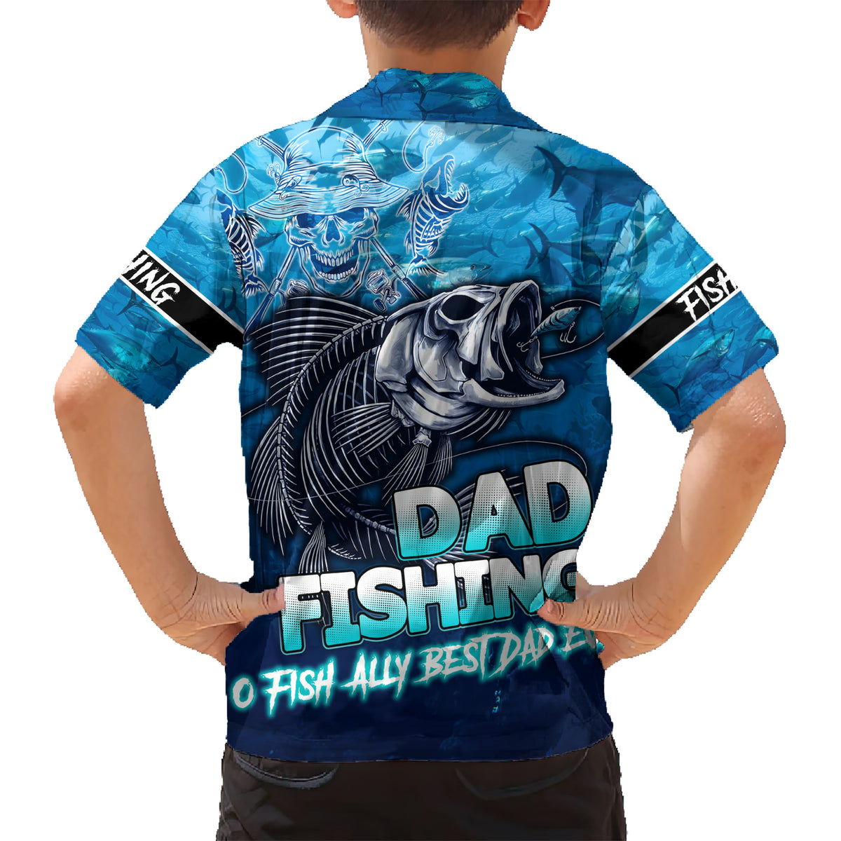 Personalized Father's Day Dad Fishing Skull Fisherman Hawaiian Shirt O Fish Ally Best Dad Ever - Wonder Print Shop