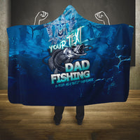 Personalized Father's Day Dad Fishing Skull Fisherman Hooded Blanket O Fish Ally Best Dad Ever