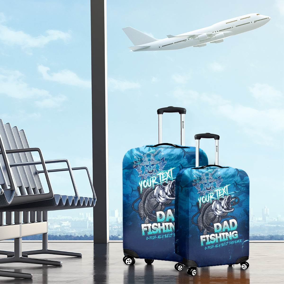 Personalized Father's Day Dad Fishing Skull Fisherman Luggage Cover O Fish Ally Best Dad Ever - Wonder Print Shop