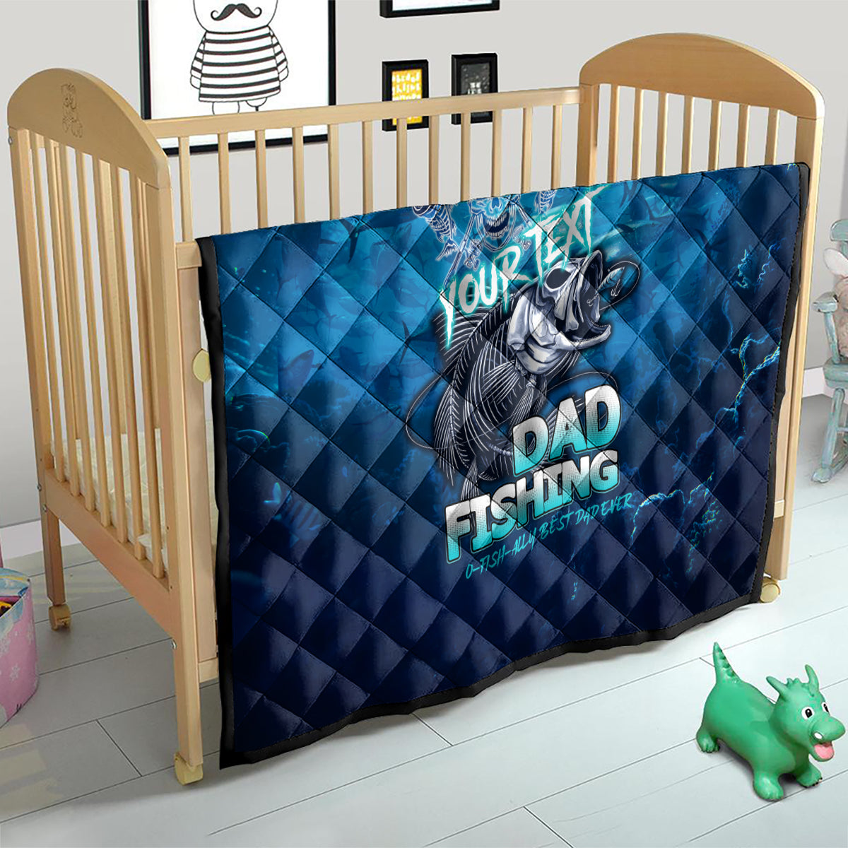 Personalized Father's Day Dad Fishing Skull Fisherman Quilt O Fish Ally Best Dad Ever - Wonder Print Shop