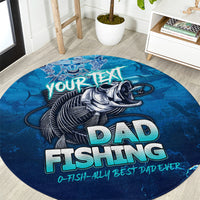 Personalized Father's Day Dad Fishing Skull Fisherman Round Carpet O Fish Ally Best Dad Ever