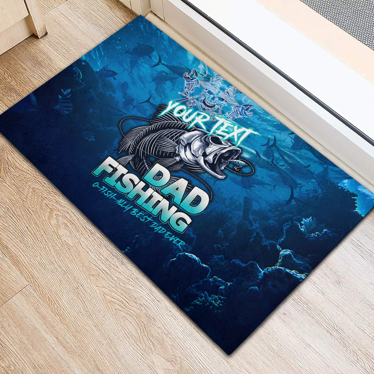 Personalized Father's Day Dad Fishing Skull Fisherman Rubber Doormat O Fish Ally Best Dad Ever - Wonder Print Shop