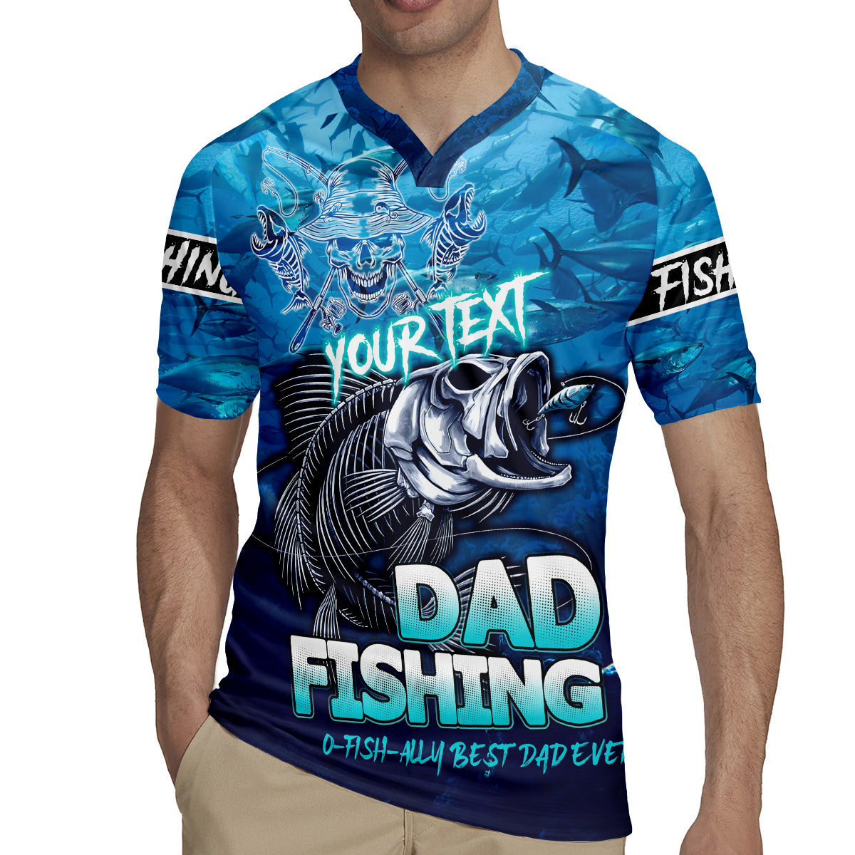 Personalized Father's Day Dad Fishing Skull Fisherman Rugby Jersey O Fish Ally Best Dad Ever - Wonder Print Shop