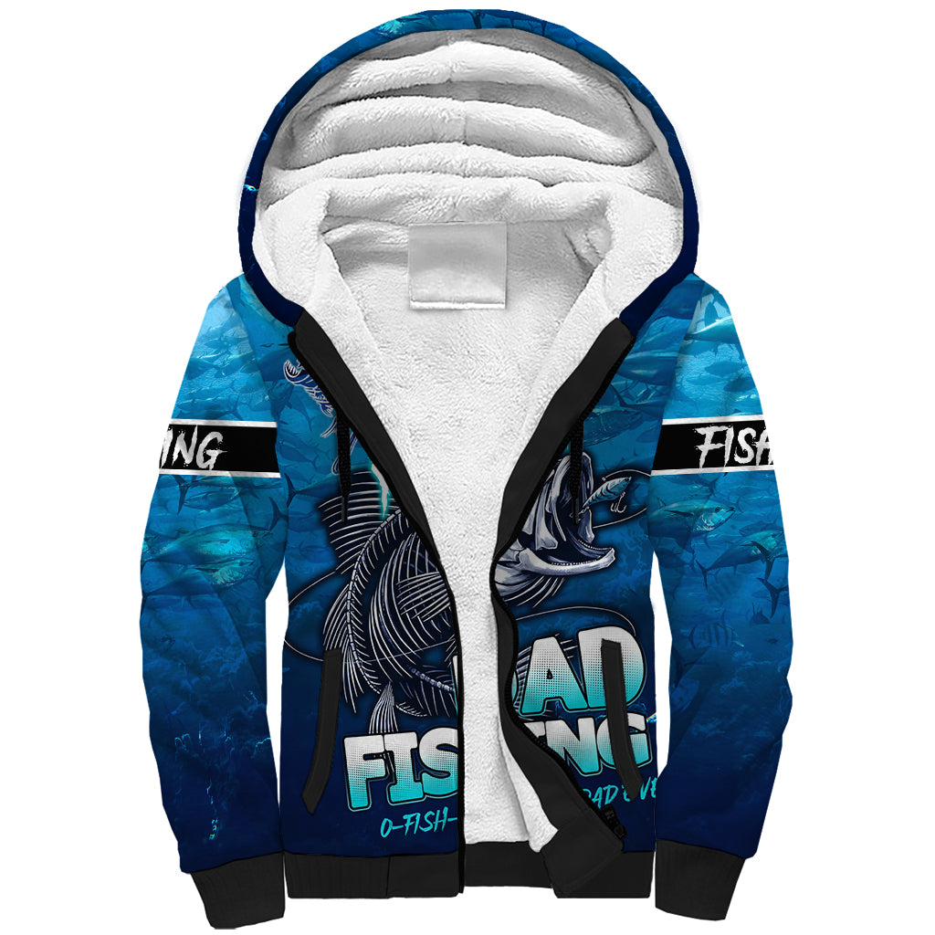 Personalized Father's Day Dad Fishing Skull Fisherman Sherpa Hoodie O Fish Ally Best Dad Ever - Wonder Print Shop