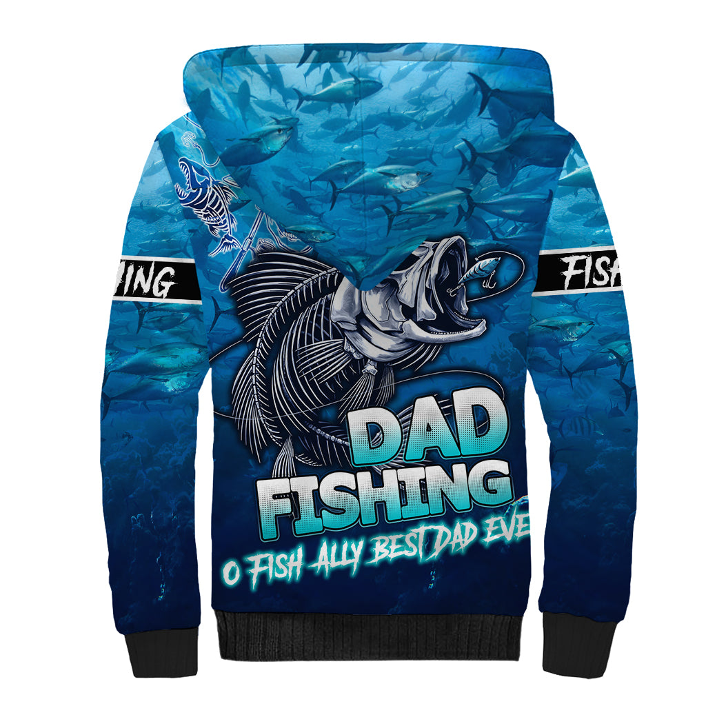 Personalized Father's Day Dad Fishing Skull Fisherman Sherpa Hoodie O Fish Ally Best Dad Ever - Wonder Print Shop