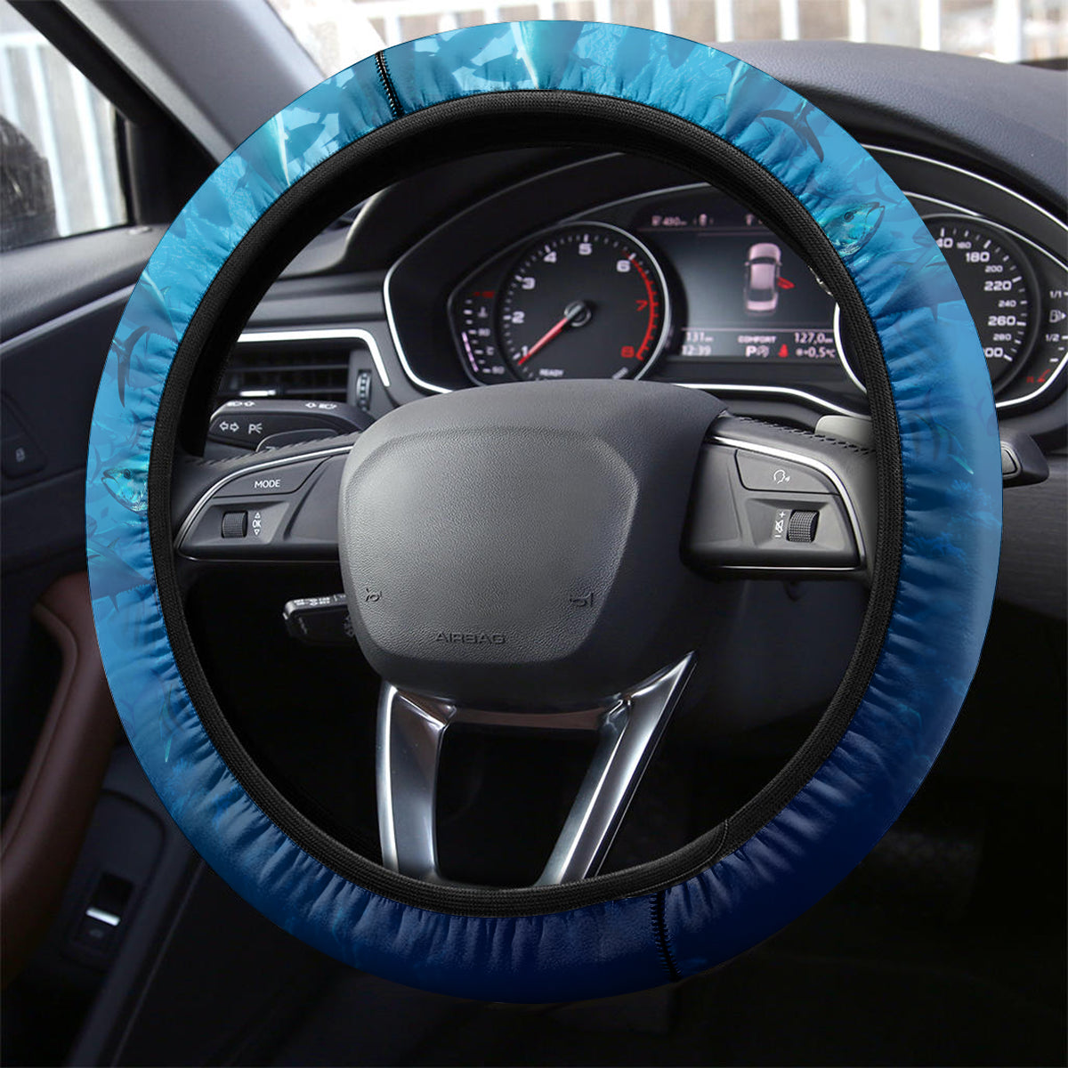 Father's Day Dad Fishing Skull Fisherman Steering Wheel Cover O Fish Ally Best Dad Ever - Wonder Print Shop