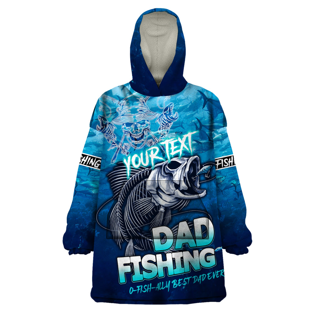 Personalized Father's Day Dad Fishing Skull Fisherman Wearable Blanket Hoodie O Fish Ally Best Dad Ever - Wonder Print Shop