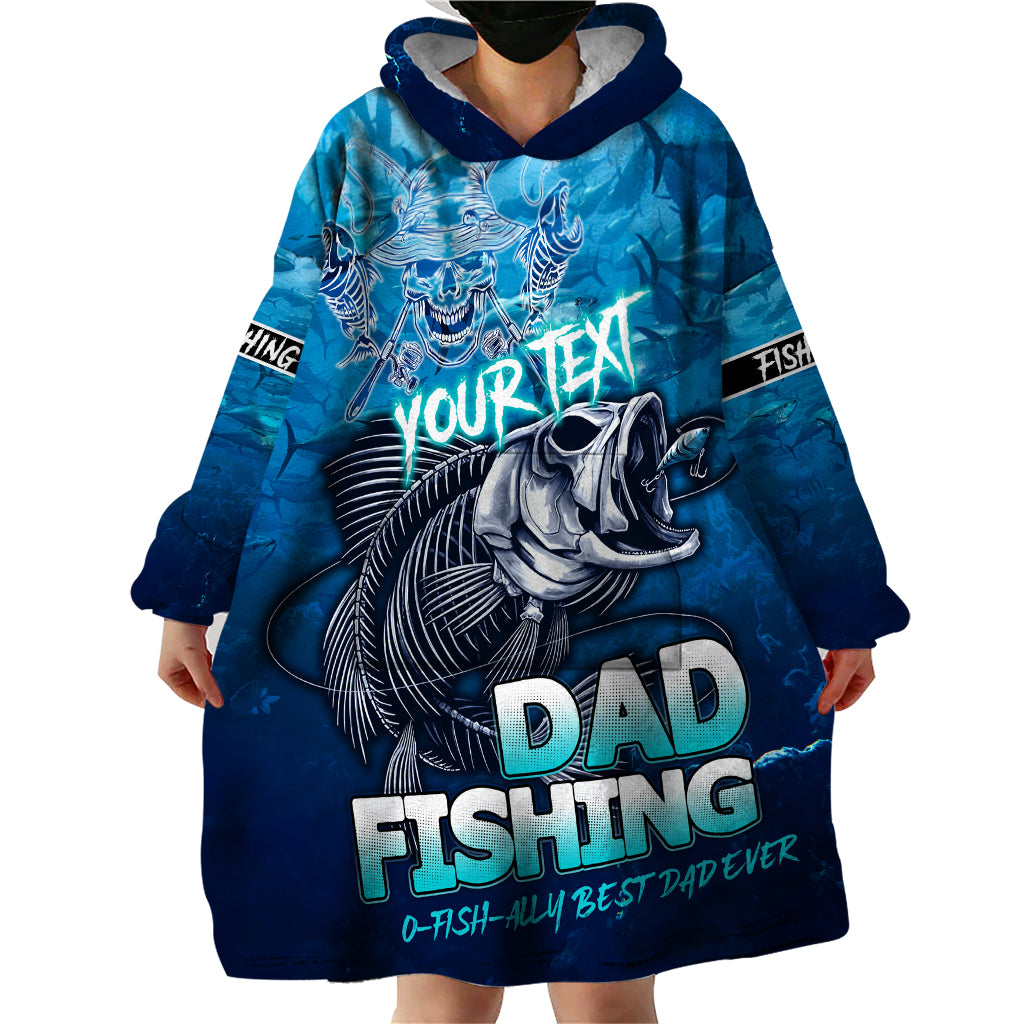 Personalized Father's Day Dad Fishing Skull Fisherman Wearable Blanket Hoodie O Fish Ally Best Dad Ever - Wonder Print Shop