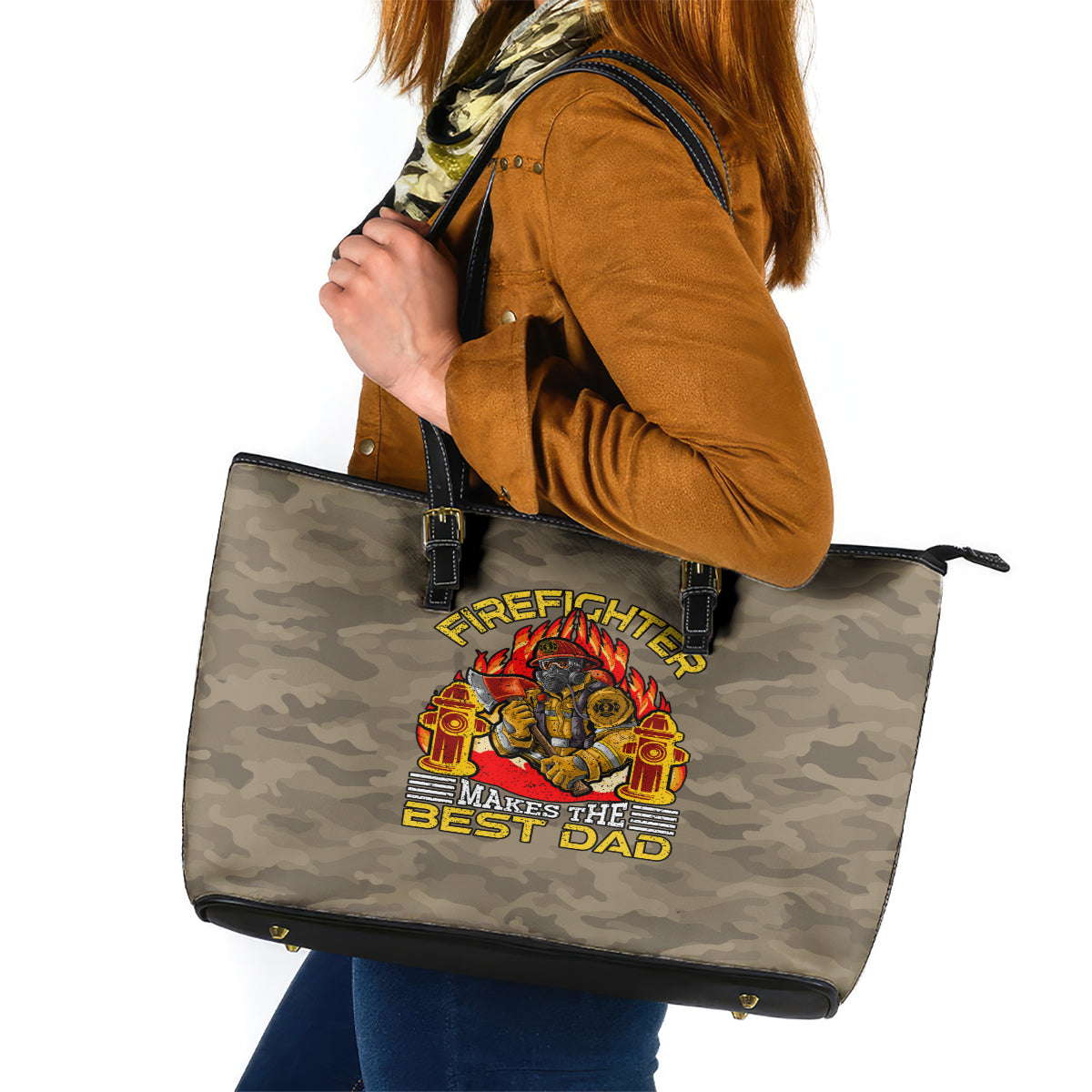 Firefighter Make The Best Dad Leather Tote Bag Father's Day