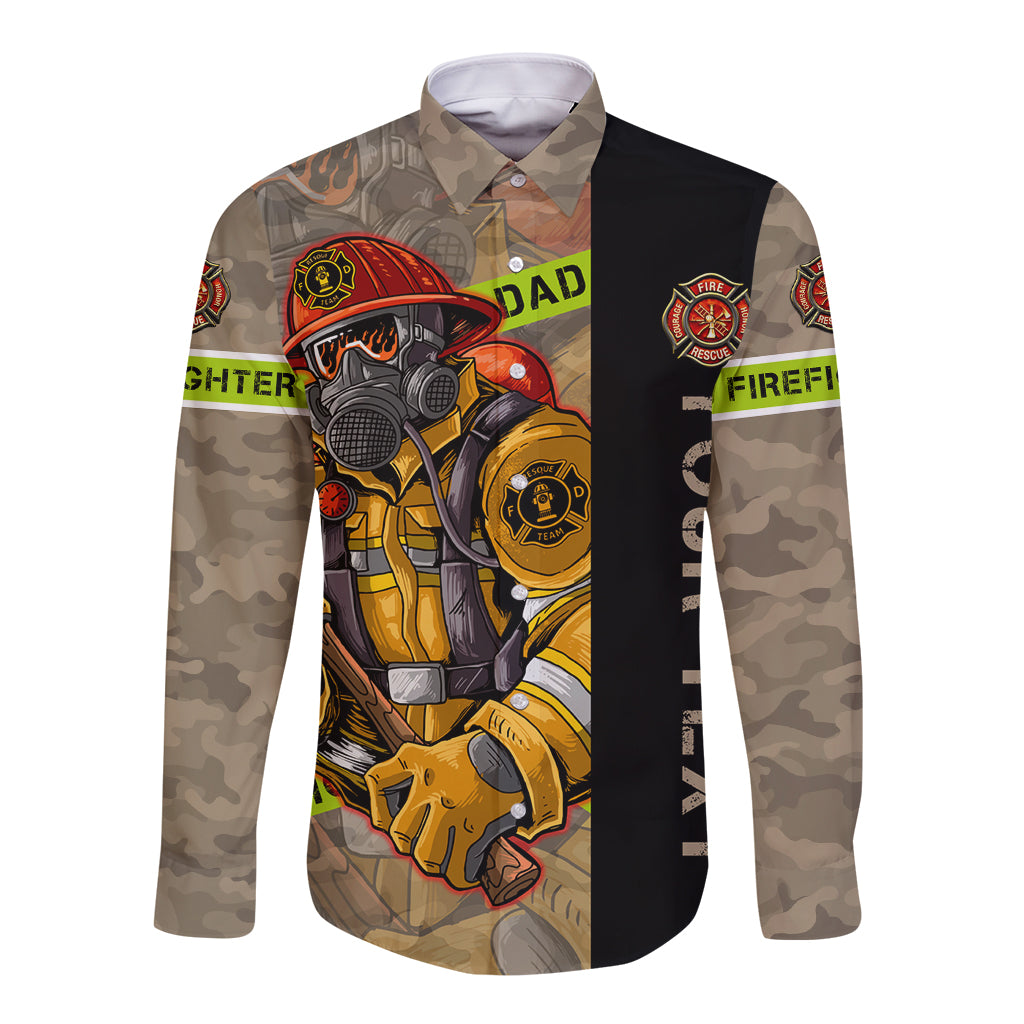 Firefighter Make The Best Dad Long Sleeve Button Shirt Father's Day - Wonder Print Shop