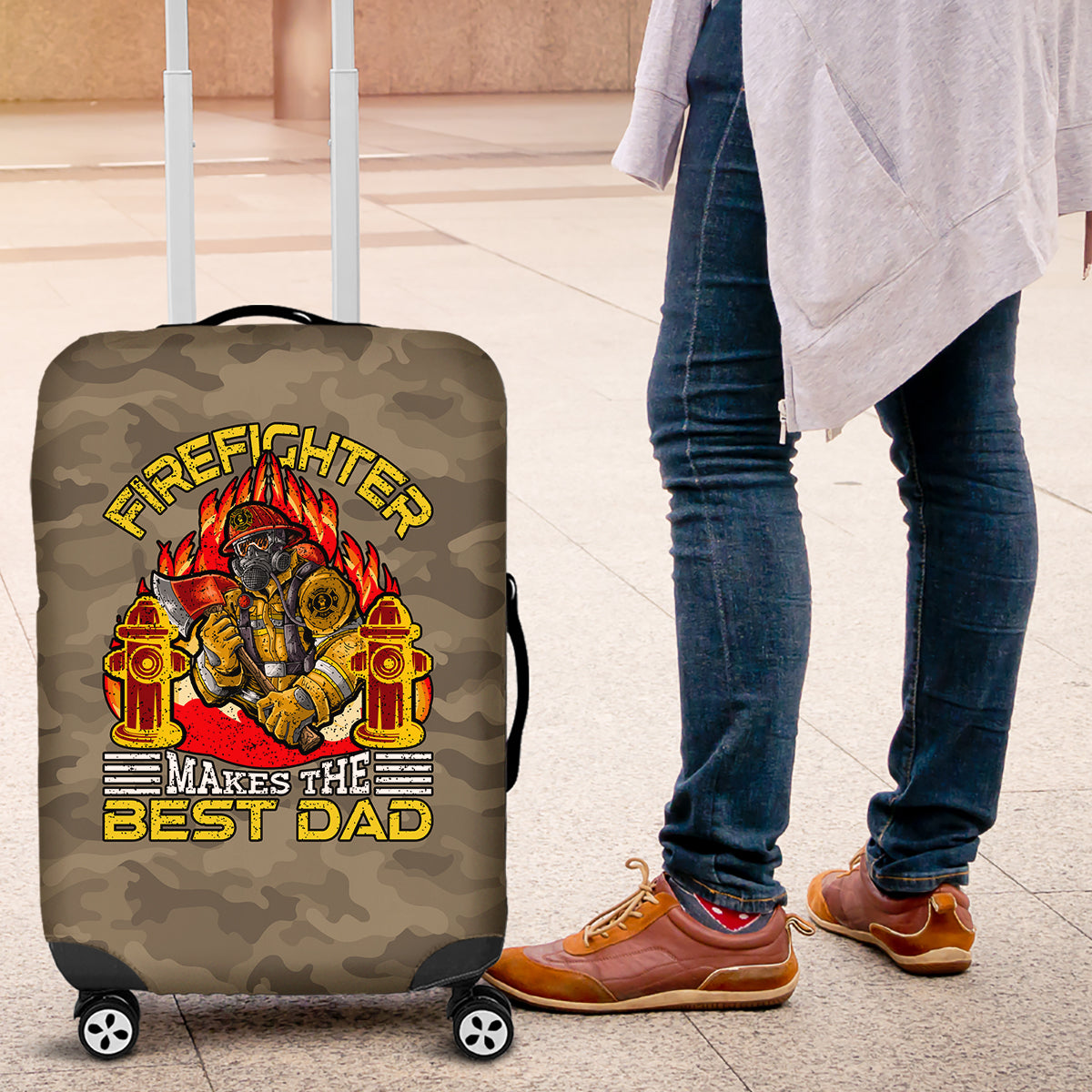 Firefighter Make The Best Dad Luggage Cover Father's Day - Wonder Print Shop