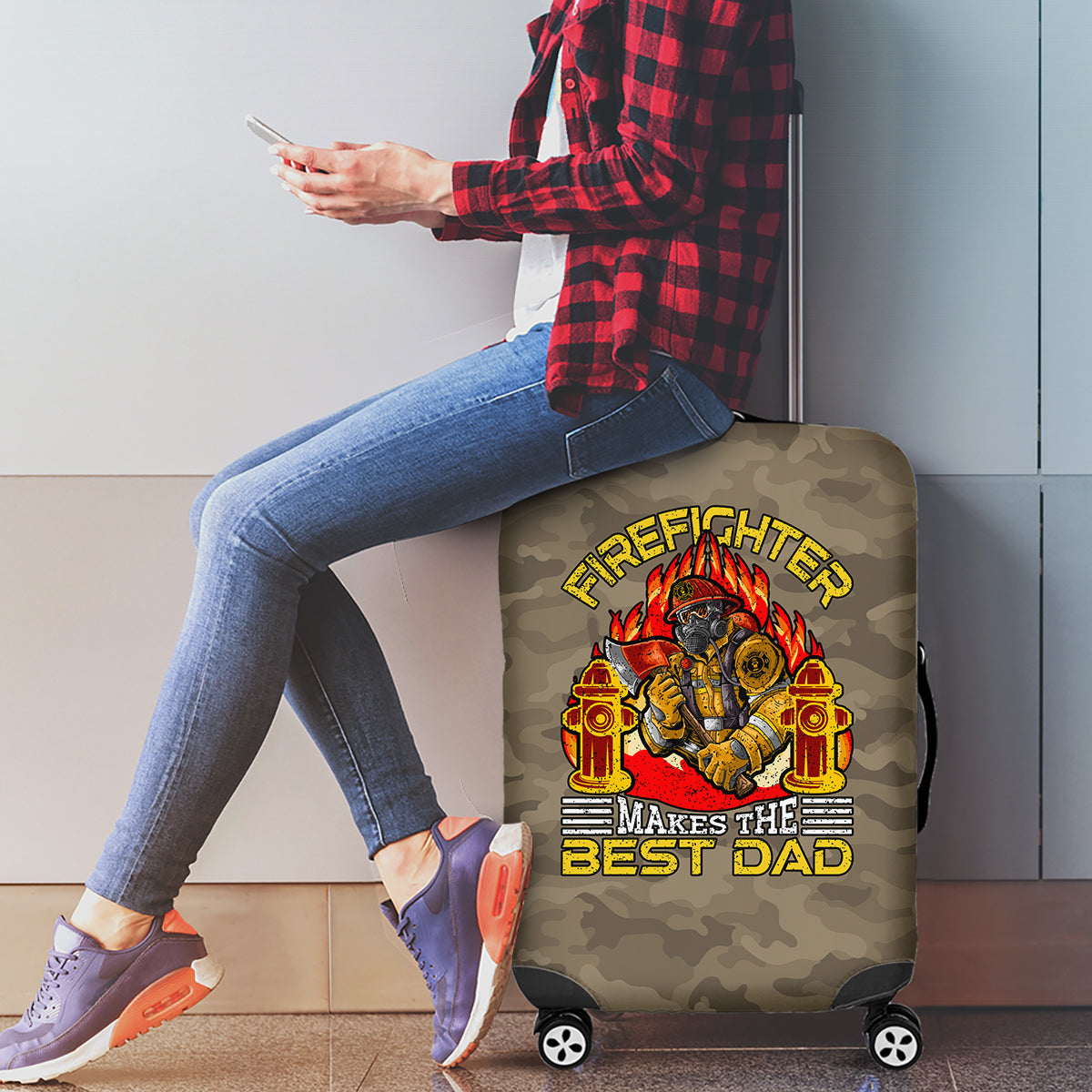 Firefighter Make The Best Dad Luggage Cover Father's Day - Wonder Print Shop