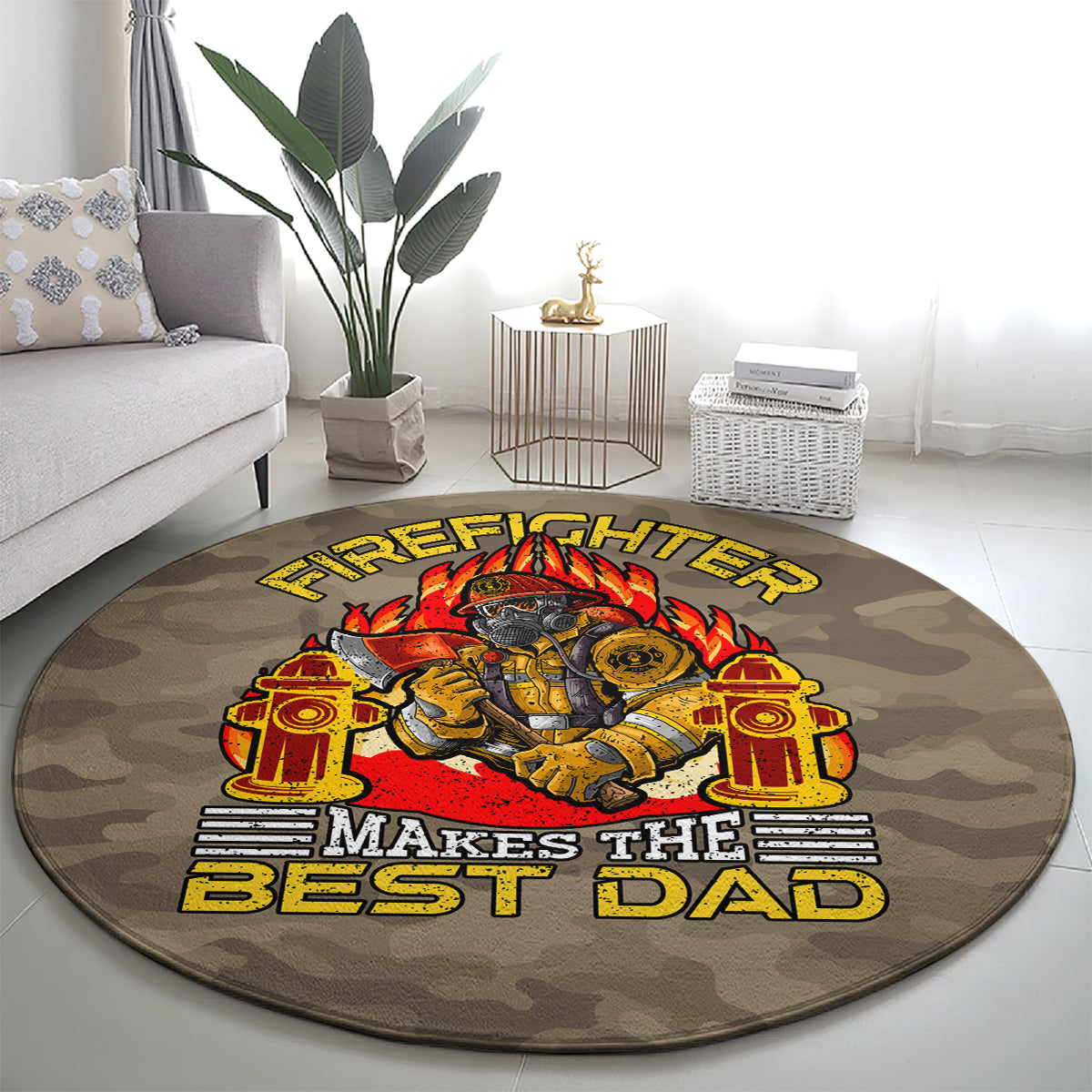Firefighter Make The Best Dad Round Carpet Father's Day