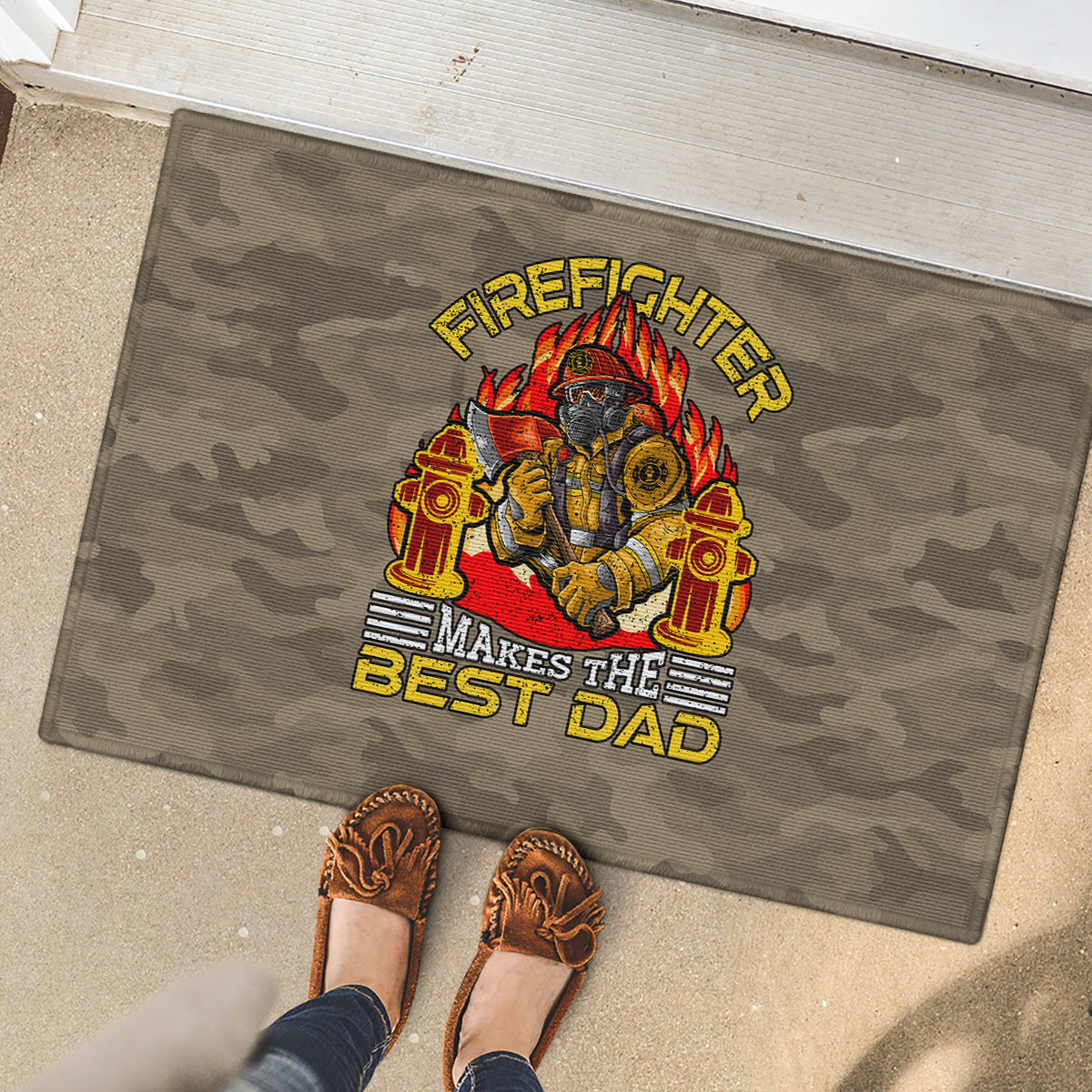 Firefighter Make The Best Dad Rubber Doormat Father's Day - Wonder Print Shop