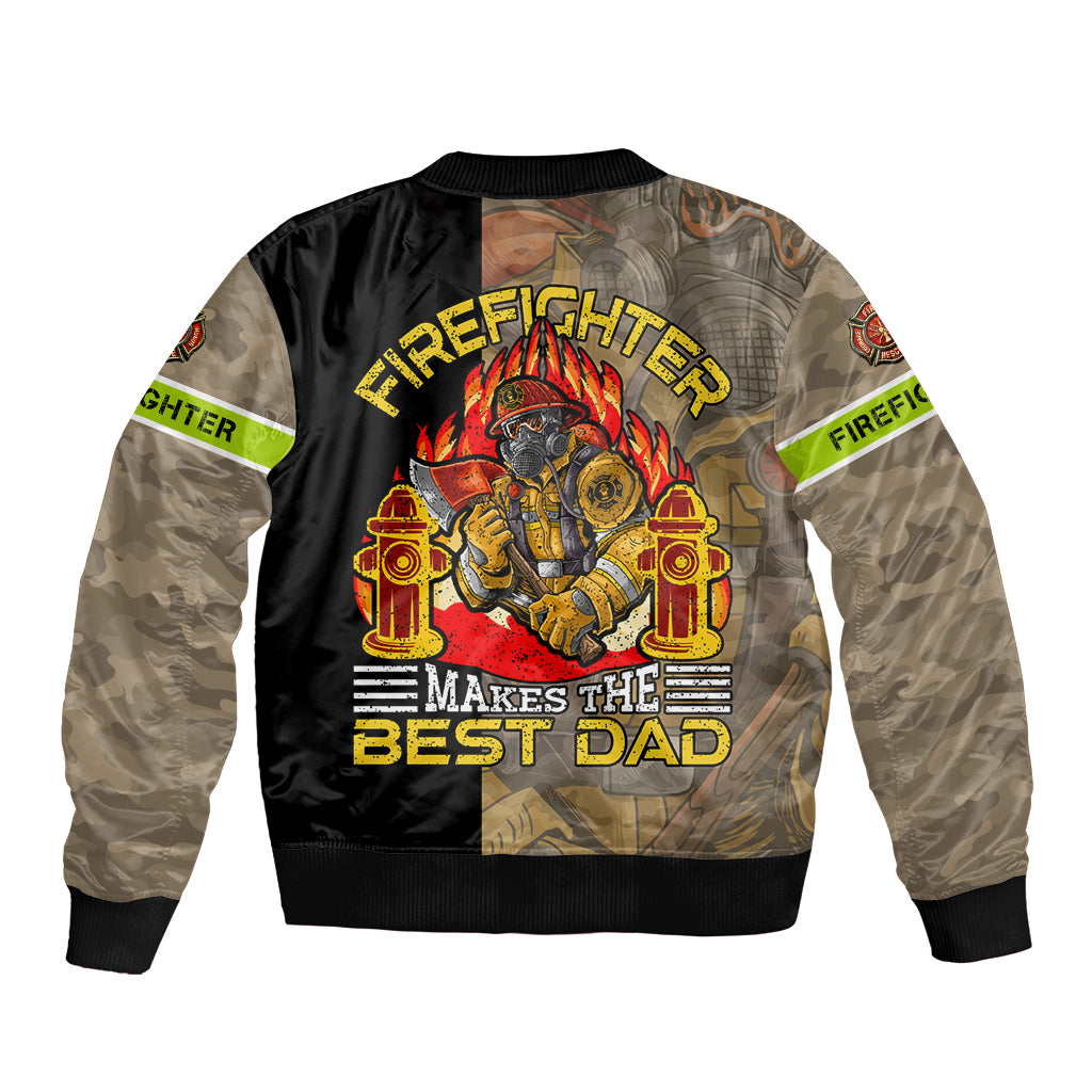 Firefighter Make The Best Dad Sleeve Zip Bomber Jacket Father's Day - Wonder Print Shop