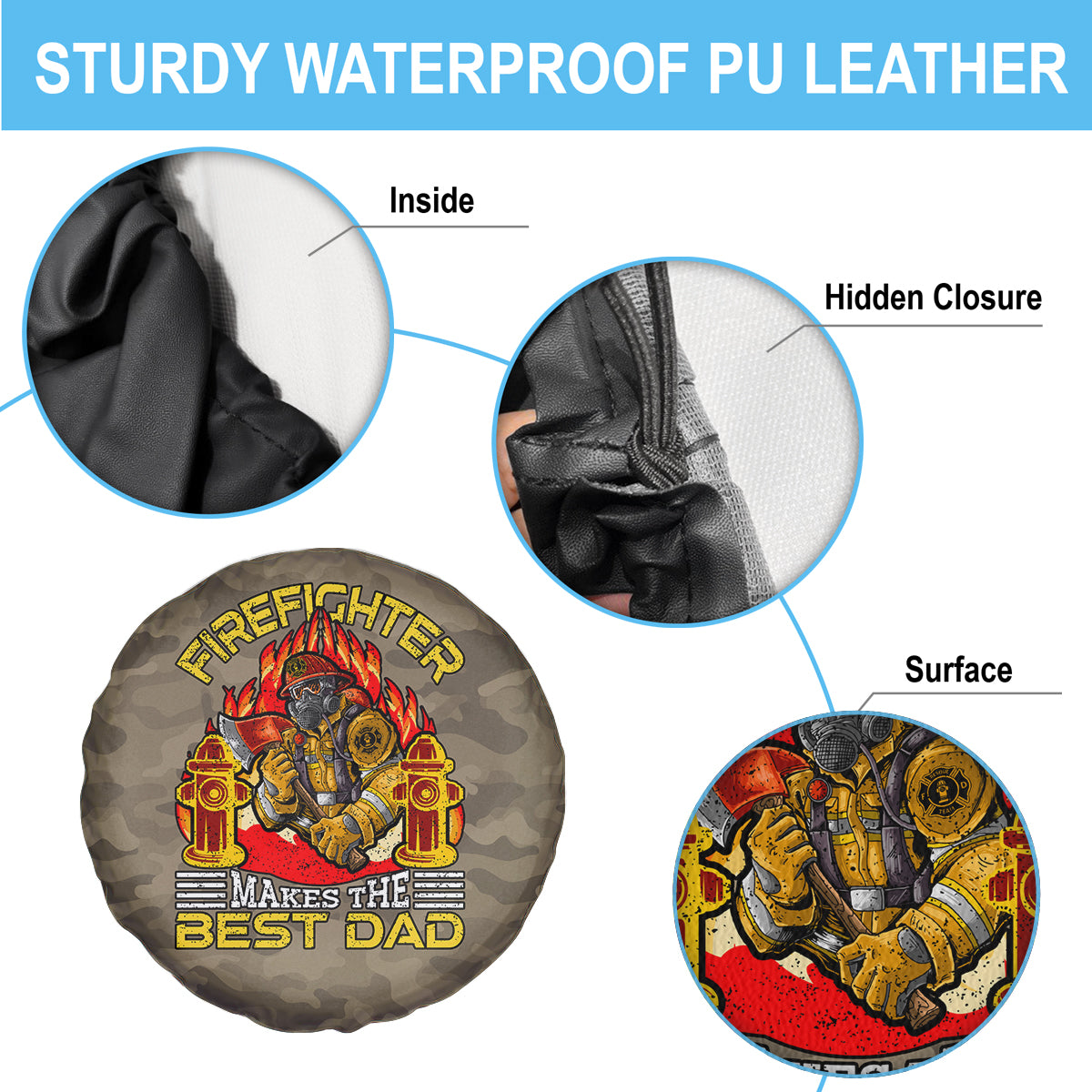 Firefighter Make The Best Dad Spare Tire Cover Father's Day - Wonder Print Shop