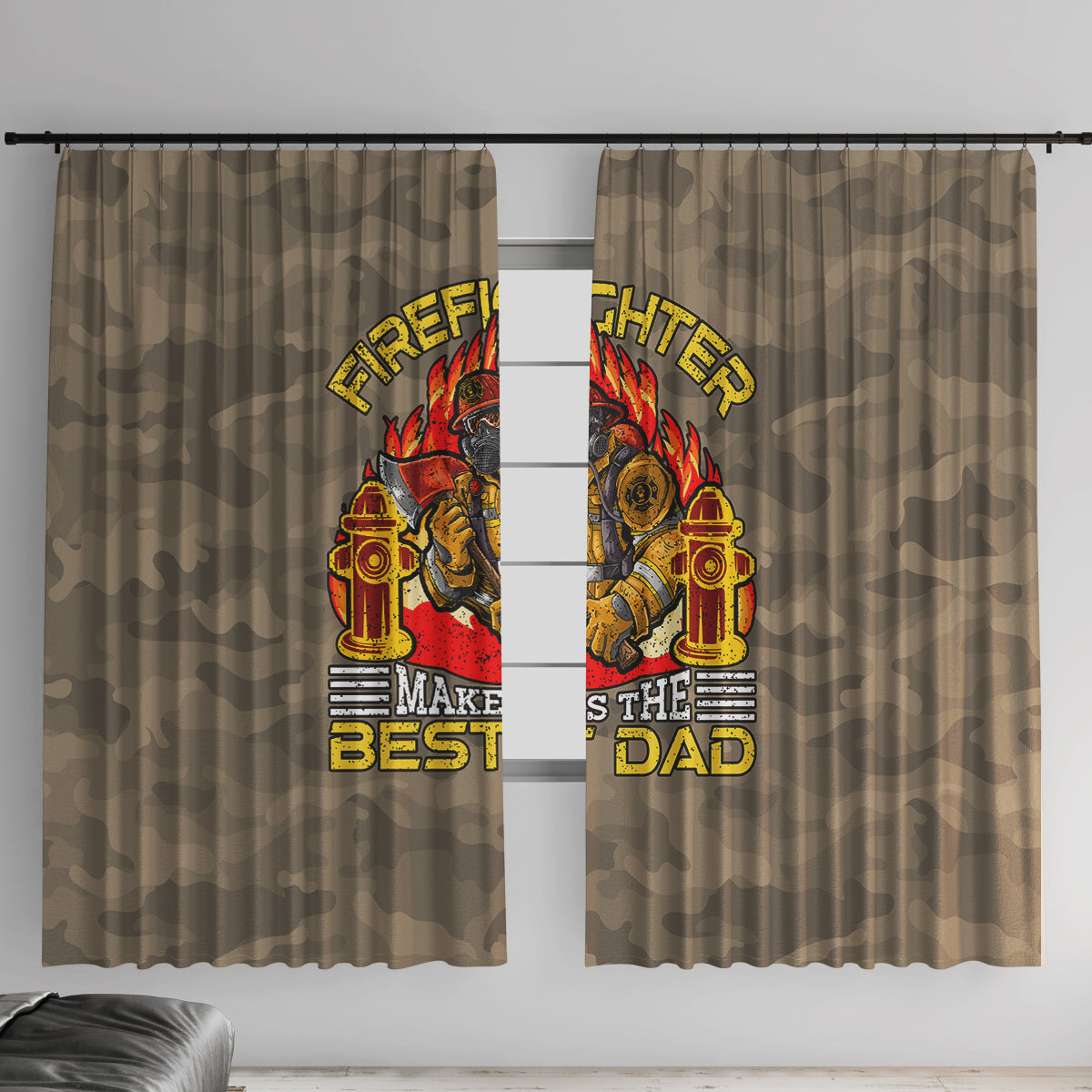 Firefighter Make The Best Dad Window Curtain Father's Day - Wonder Print Shop