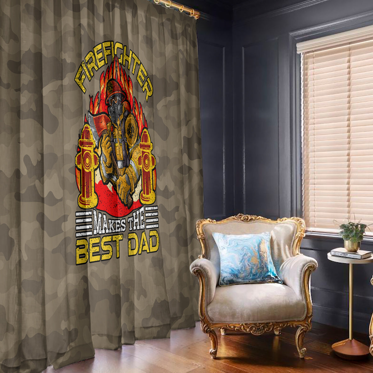 Firefighter Make The Best Dad Window Curtain Father's Day - Wonder Print Shop
