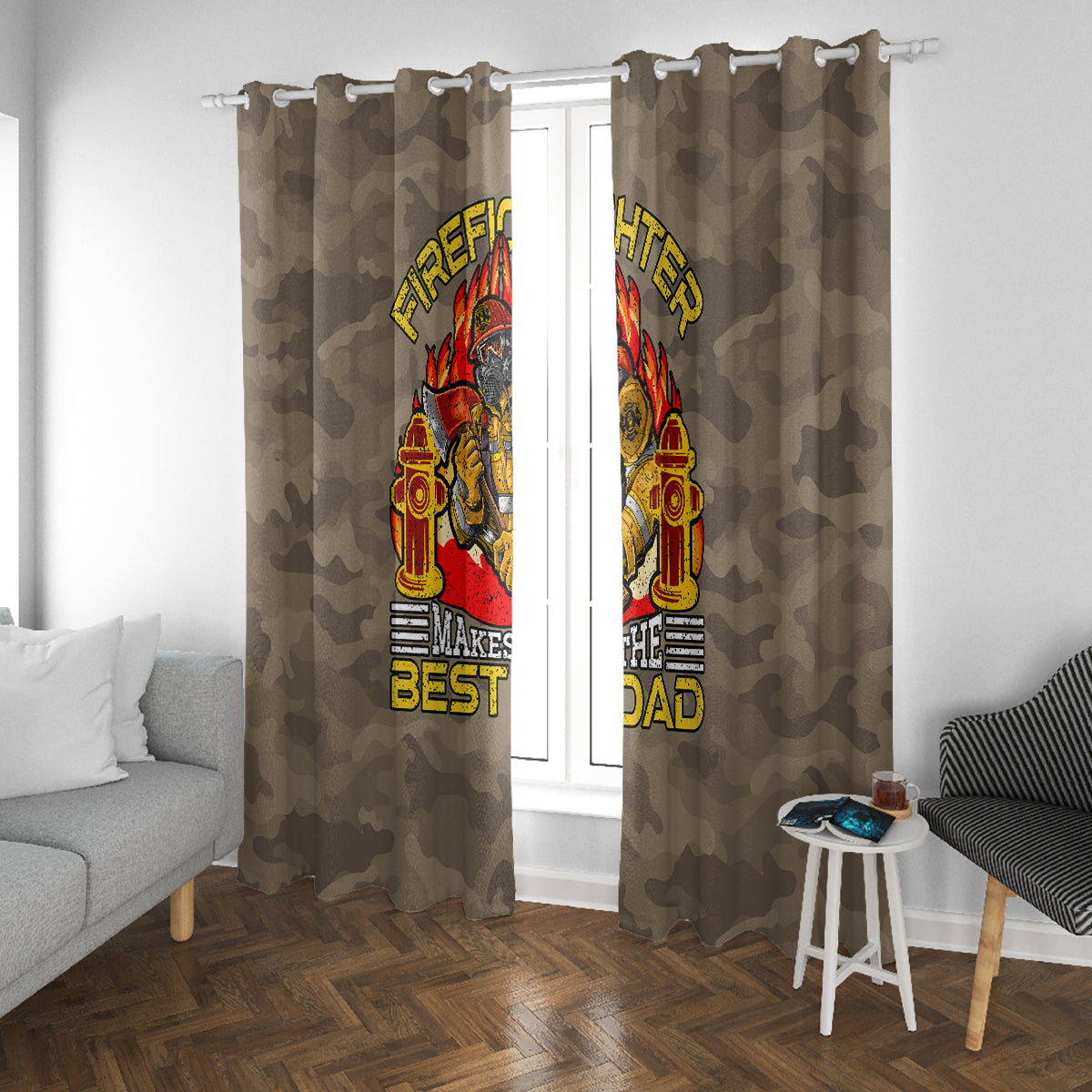 Firefighter Make The Best Dad Window Curtain Father's Day - Wonder Print Shop