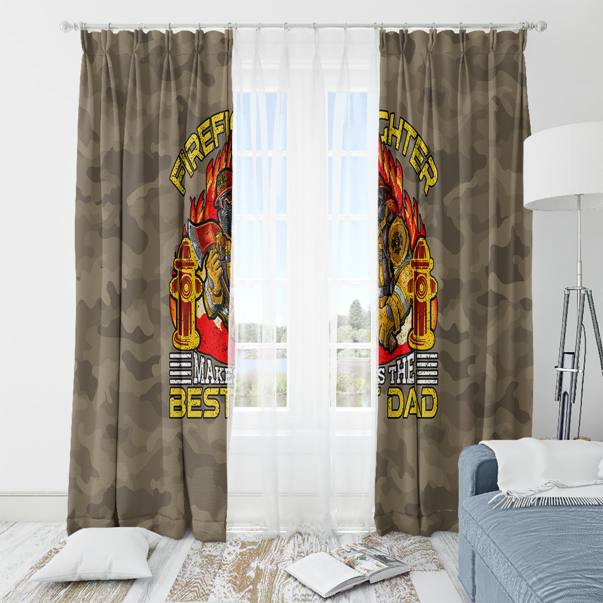 Firefighter Make The Best Dad Window Curtain Father's Day - Wonder Print Shop