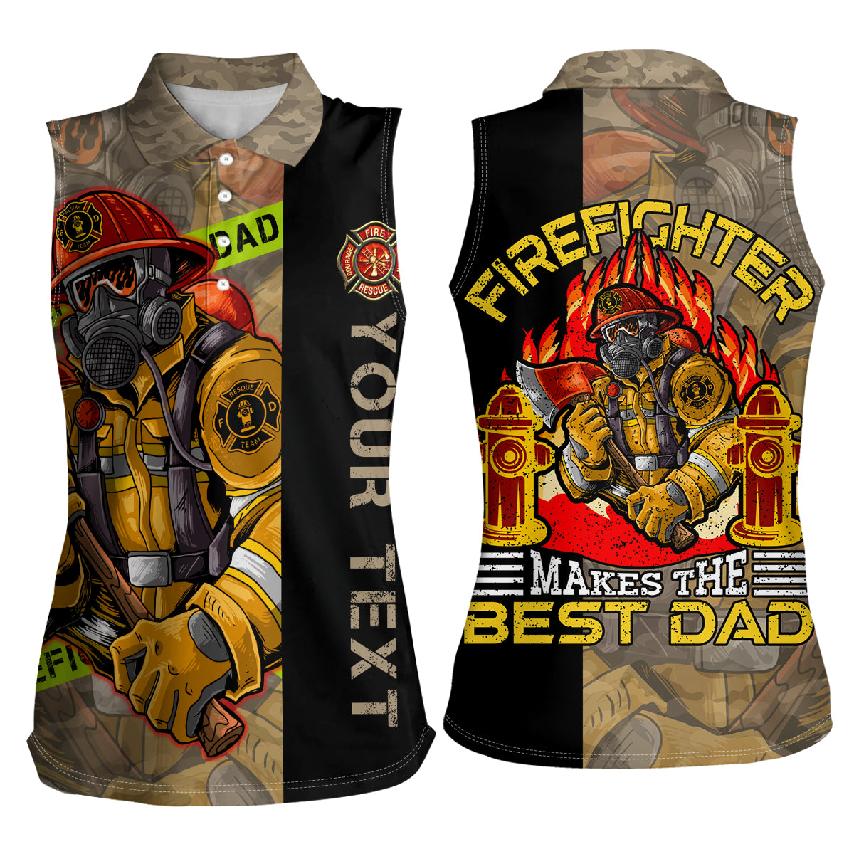Firefighter Make The Best Dad Women Sleeveless Polo Shirt Father's Day - Wonder Print Shop