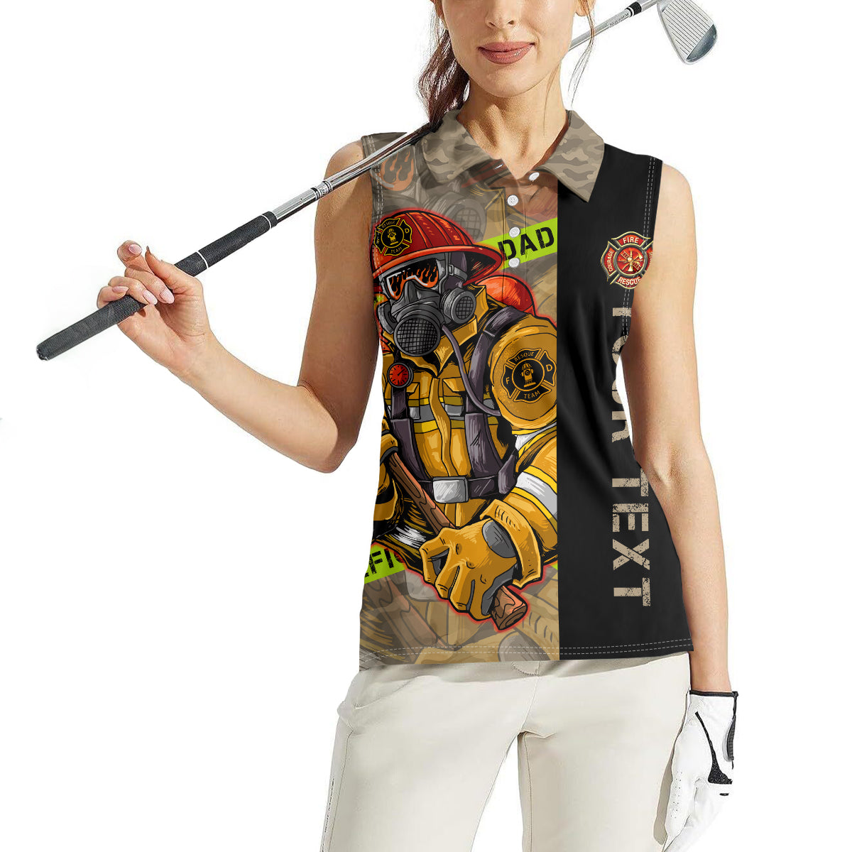 Firefighter Make The Best Dad Women Sleeveless Polo Shirt Father's Day - Wonder Print Shop