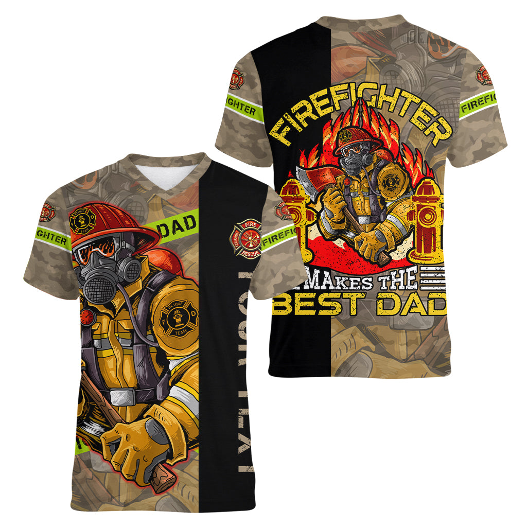 Firefighter Make The Best Dad Women V-Neck T-Shirt Father's Day - Wonder Print Shop