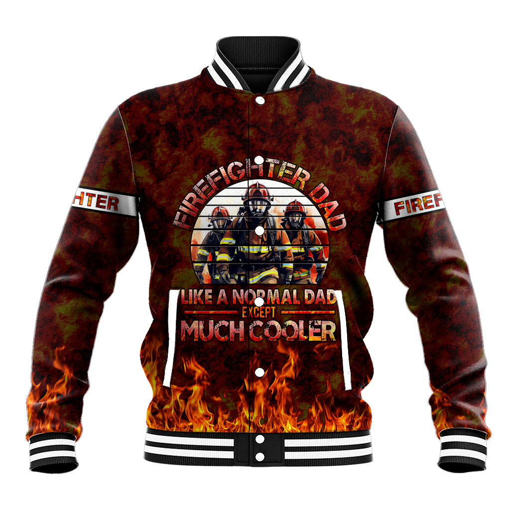 Father and Kids Firefighter Baseball Jacket Like A Normal Dad - Wonder Print Shop