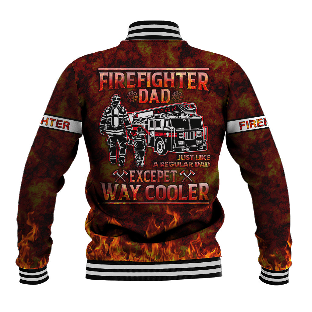 Father and Kids Firefighter Baseball Jacket Like A Normal Dad - Wonder Print Shop