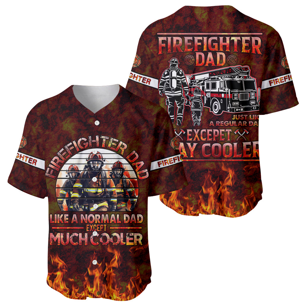 Father and Kids Firefighter Baseball Jersey Like A Normal Dad - Wonder Print Shop