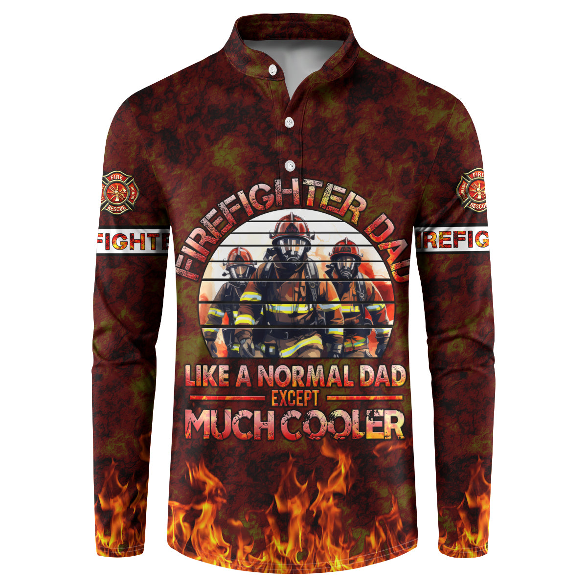 Father and Kids Firefighter Button Sweatshirt Like A Normal Dad - Wonder Print Shop