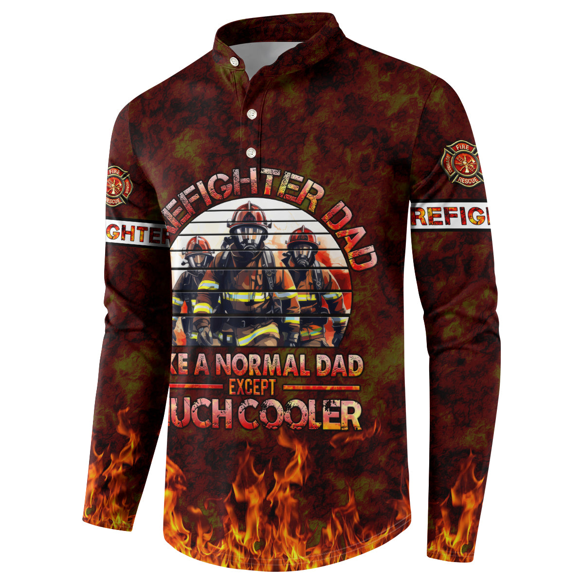 Father and Kids Firefighter Button Sweatshirt Like A Normal Dad - Wonder Print Shop