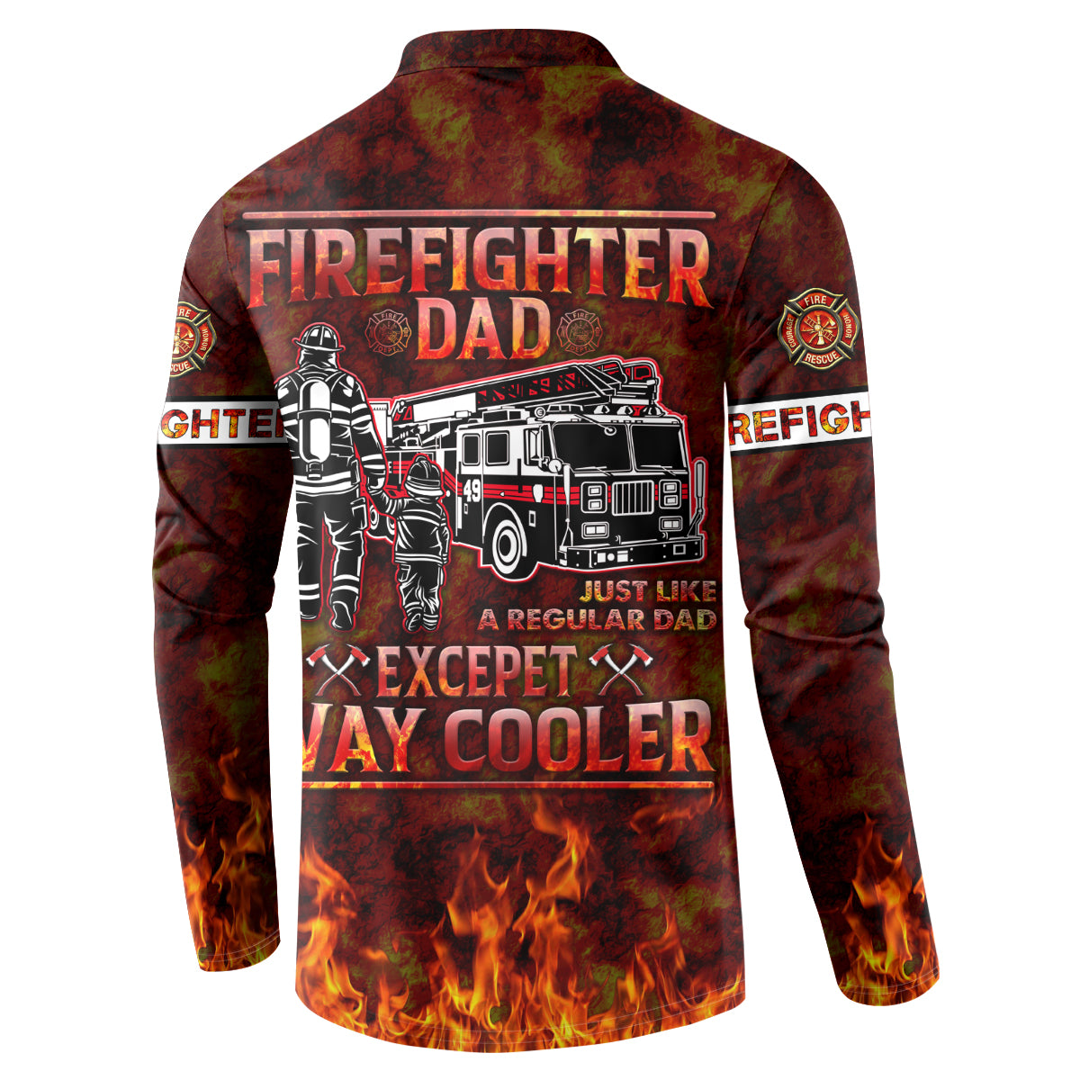 Father and Kids Firefighter Button Sweatshirt Like A Normal Dad - Wonder Print Shop