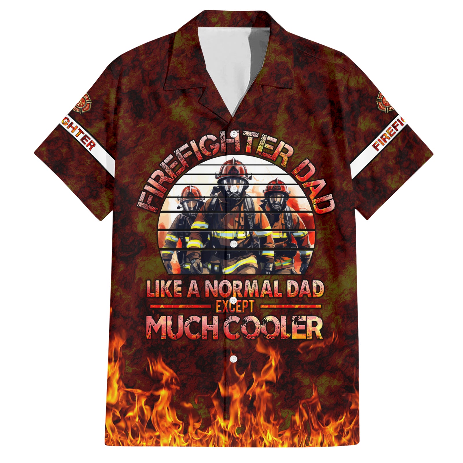 Father and Kids Firefighter Hawaiian Shirt Like A Normal Dad - Wonder Print Shop