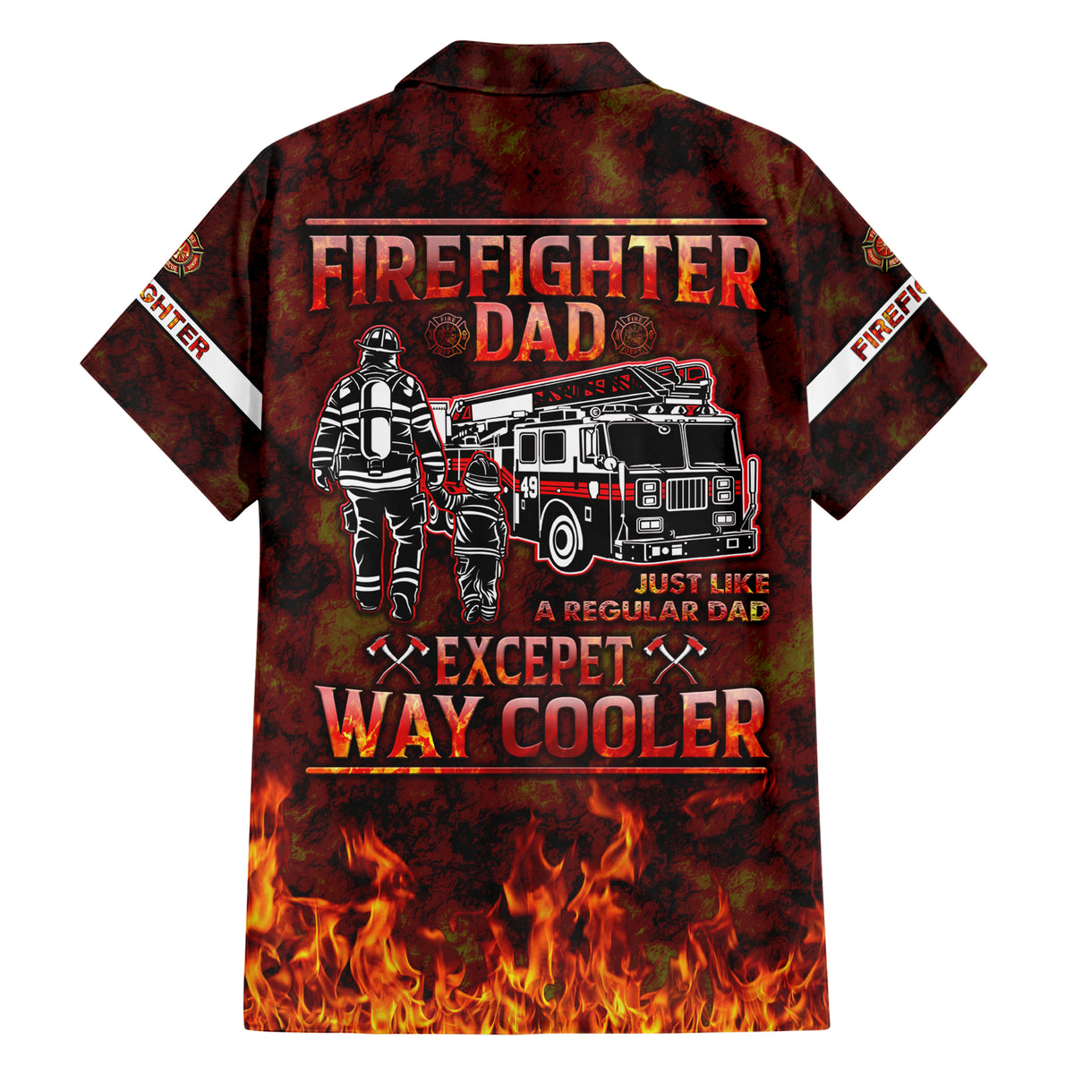 Father and Kids Firefighter Hawaiian Shirt Like A Normal Dad - Wonder Print Shop
