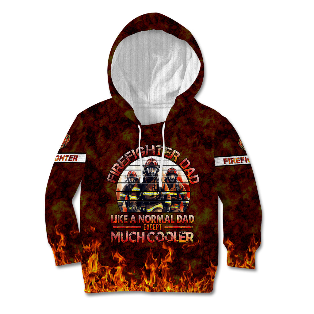 Father and Kids Firefighter Kid Hoodie Like A Normal Dad - Wonder Print Shop