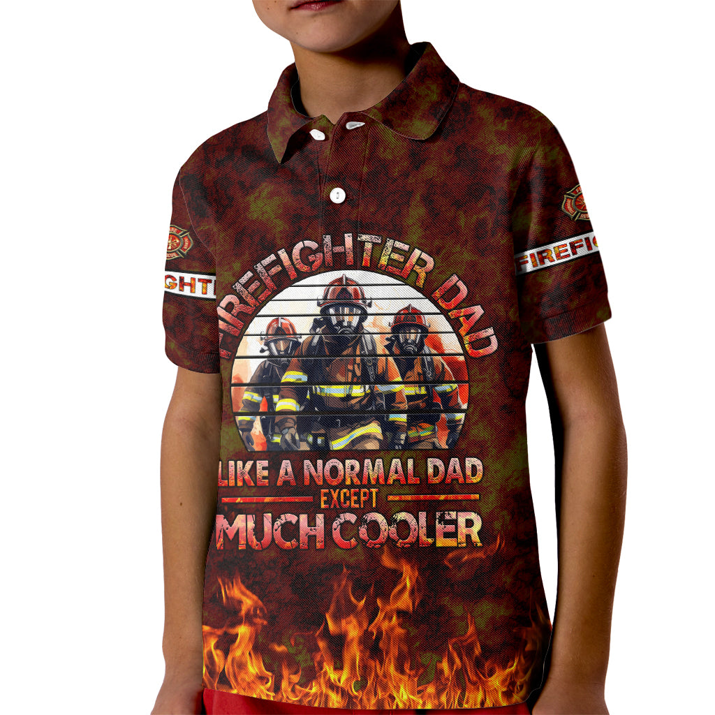Father and Kids Firefighter Kid Polo Shirt Like A Normal Dad - Wonder Print Shop